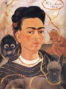 Frida Kahlo Self-Portrait with Small Monkey oil painting reproduction